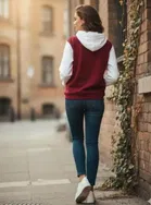 Cotton Printed Hoodie for Women, Maroon 