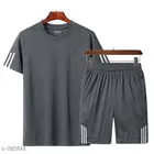 Polyester Printed Co-Ord Set for Men, Grey 