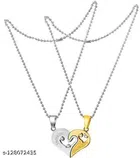 Couple Pendant with Chain (Silver & Gold, Set of 2)