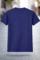 Chest Print Polyester T-Shirts for Men ,Navy Blue 