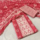 100% Cotton Cotton Print with Lahriya Unstitched Suit (Pink, Free size)