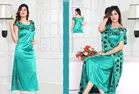 Satin Printed Nightdress for Women (Sea Green, XL)