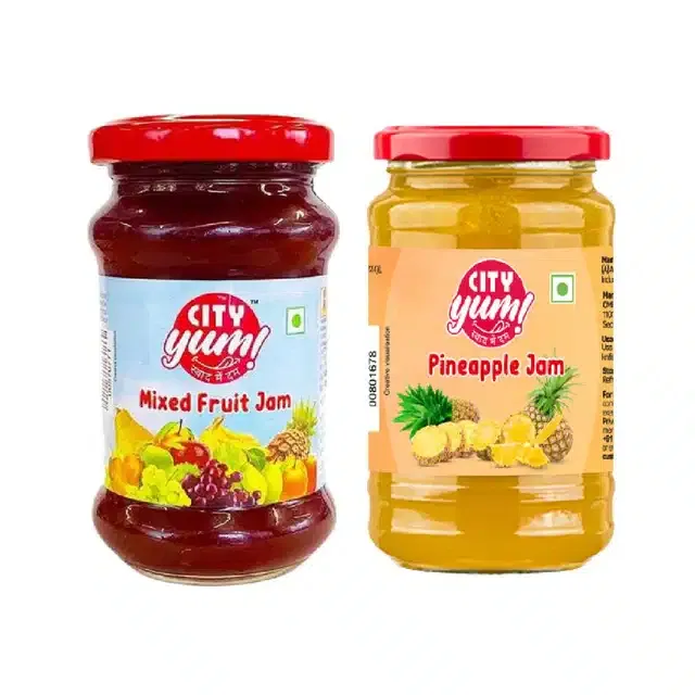 सिटी यम जैम ( पाइनएप्पल 200 g + मिक्स्ड फ्रूट्स 200 g)