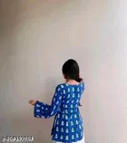 Rayon Printed Short Kurti for Women, Blue 