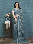 Georgette Printed Saree for Women, Multicolor, Pack of 2 