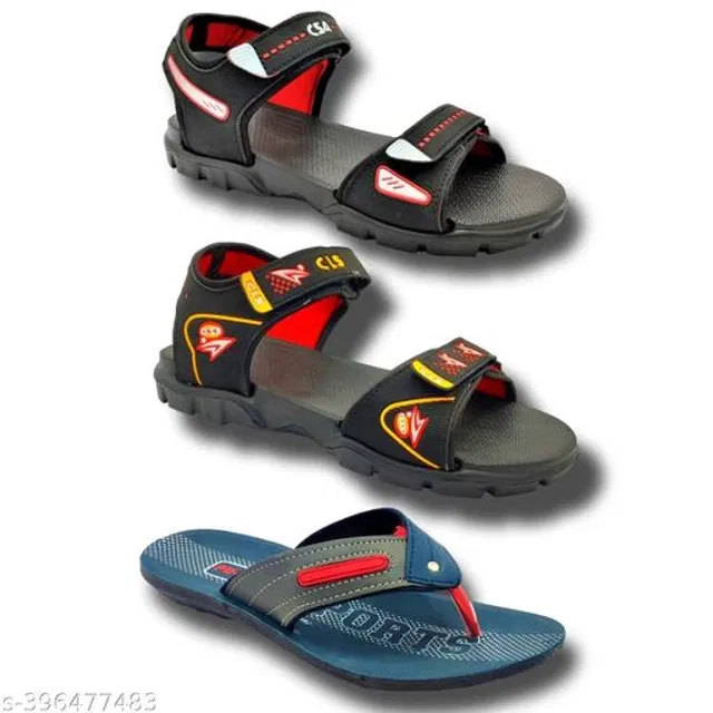 Sandals with Flipflop for Men (Multicolor, 8) (Pack of 3)