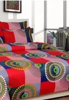 Poly Cotton Double Bedsheet with 2 Pillow Cover Abstract & Mickey Print Pack of 2