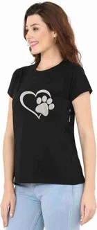 Half Sleeves Printed Round T-Shirt for Women 