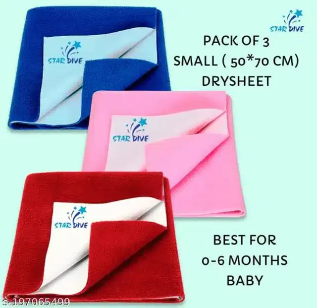 Cotton Mattress Protection Sheet (Multicolor, 28x20 inches) (Pack of 3)