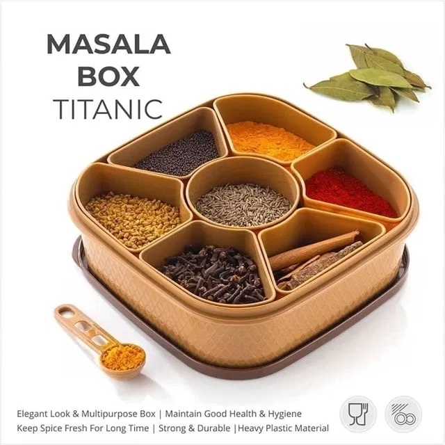 7 Sections Multipurpose Masala Box (Brown)