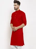 Cotton Blend Solid Kurta with Pyjama Set for Men 