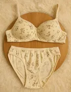 Cotton Floral Full Coverage Lightly Padded Wire Free Bra & Panty Set for Girls, Pack of 2 
