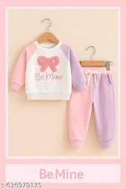 Hosiery Cotton Printed Clothing Set for Kids, Lavender & Pink 
