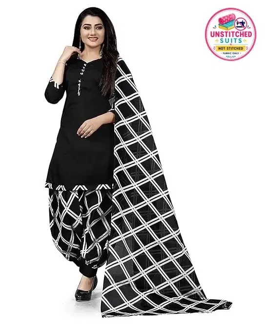 Unstitched Dress Material for Women & Girls (Black)