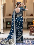 Banarasi Blue Art Silk Printed Saree for Women