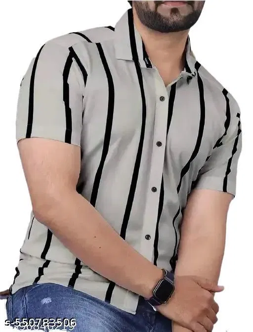 Lyrca Printed Shirt for Men (Grey, XL)
