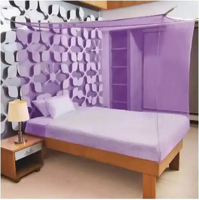 Polyester Single Bed Mosquito Net (Purple, 6x3 feet)