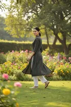 Cotton Blend Printed Kurti for Women, Green 