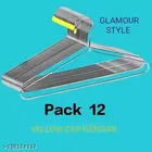 Stainless Steel Clothes Hangers (Silver & Yellow, Pack of 12)