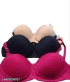 Cotton Solid Bra for Women & Girls, Multicolour, Pack of 3 