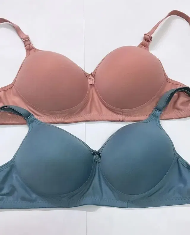 Cotton Blend Padded Solid Bras for Women, Pink & Blue, Pack of 2 (30)