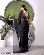 Jimmy Choo Solid Saree For Women, Black