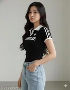 Lycra Top for Women, Black 