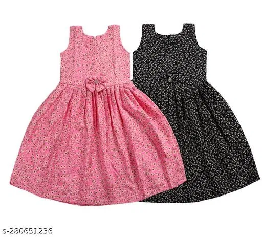 Frocks & Dresses for Girls (Pink, 1-2 Years)
