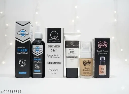 Ultimate Makeup Combo Kit | Matte Foundation, Compact Powder, Contour Stick, Primer & Setting Spray | Long-Lasting, Full Coverage, Natural Finish | Face Makeup Set for Women&Girls