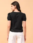 Cotton Blend Solid Top for Women 