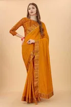 SVB Vichitra Silk Women Jacquard Saree With Un-Stitched Blouse 