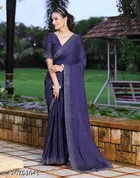 Georgette Embellished Saree For Women, Blue