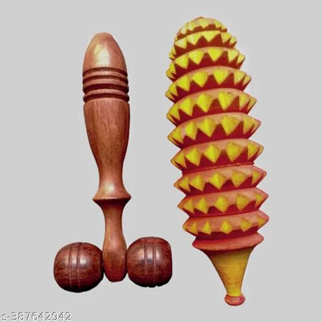 Wooden Body Massager Set (Multicolor, Set of 2)