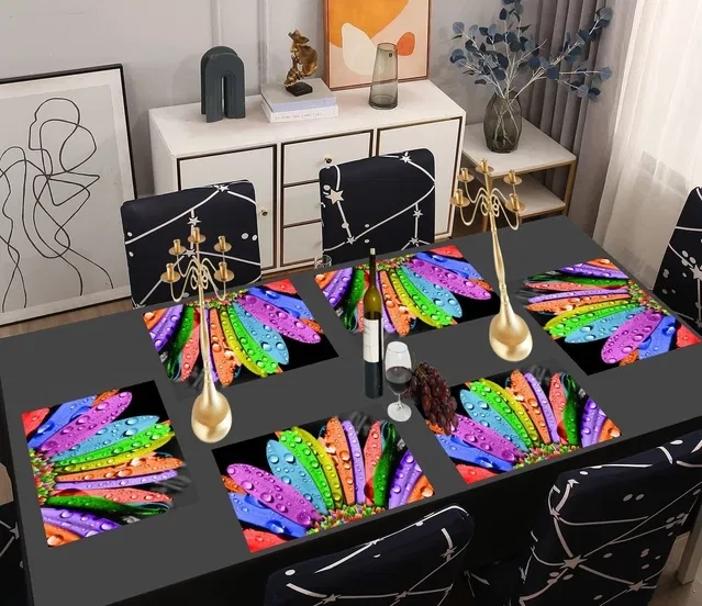 PVC Printed Dining Table Placemats (Multicolor, 30x45 cm) (Pack of 6)