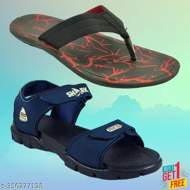 Sandal with Flipflop for Men (Multicolor, 7) (Pack of 2)