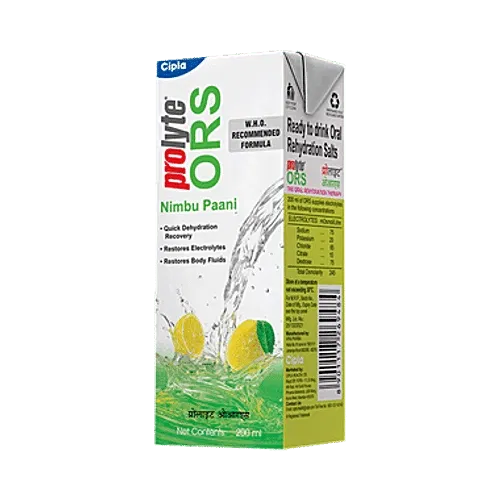 Prolyte Prolyte ORS Ready To Drink for Body Fluid & Electrolyte Replenishment | For Stomach Care & Dehydration | Flavour Nimbu Paani, 200 ml Liquid