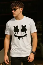 Round Neck Marshmallow Printed T-Shirt for Men 
