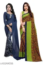 Georgette Floral Printed Saree for Women, Pack of 2 