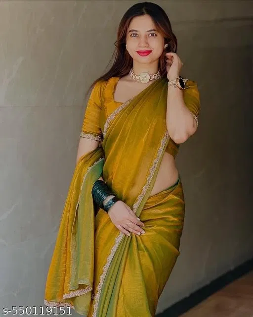 Party Wear Saree for Women (Gold)
