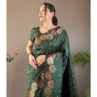 Litchi Silk Woven Design Saree for Women, Green 