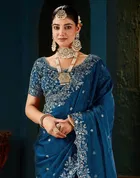 Bollywood Satin Embroidered Saree for Women 