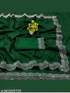 Georgette Solid Saree For Women, Green