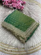Bollywood Satin Butti Embroidered Saree for Women 