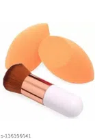 Makeup Puff (2 Pcs) with Foundation Brush (Multicolor, Set of 2)