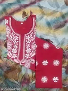 Cotton Embroidered Kurti for Women (Red, S)