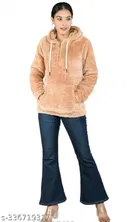 Polyester Full Sleeves Hooded Sweatshirt for Women 