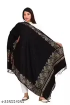 Self-Design Woven Acrylic Women Shawl (Black)