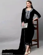 Embroidered A-line Kurta Set for Women 