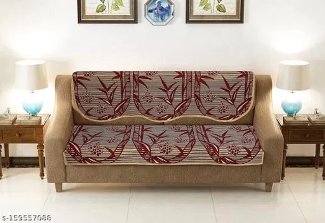 Polycotton 3 Seater Sofa Covers (Maroon, Set of 1)