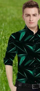 Lycra Printed Shirt For Men, Green 